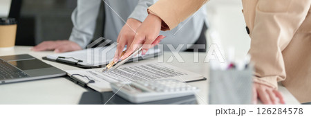 Asian Adult Women Reviewing Contract Documents with Pen Collaboration on Paperwork Business Concept Brainstorming Meeting Legal Team in Office Workplace Asian Adult Women Reviewing Contract Documents with Pen Collaboration on Paperwork Business Concept Brainstorming Meeting Legal Team in Office Workplace 126284578