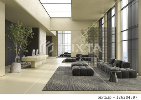 Modern style conceptual reception interior room 3d illustration Modern style conceptual reception interior room 3d illustration 126284597
