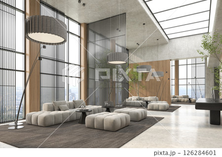 Modern style conceptual reception interior room 3d illustration 126284601