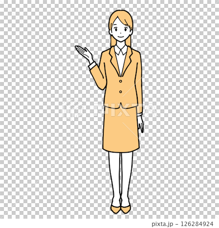 一位年輕女子在做導遊的全身插圖 126284924