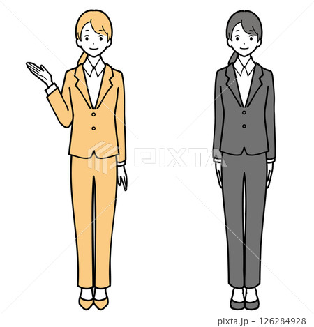 案内するスーツの女性のイラストセット 126284928