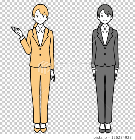 穿著西裝的女人指路的插畫集 126284928