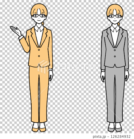 案内するビジネスウーマンのイラストセット 126284932