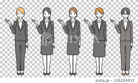 Full body illustration set of a woman in a suit 126284933