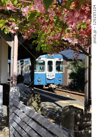 千葉 銚子 銚子電鉄 外川駅に停車中の電車 千葉 銚子 銚子電鉄 外川駅に停車中の電車 126285104