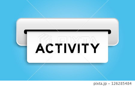 White coupon banner with word activity from machine on blue color background 126285484