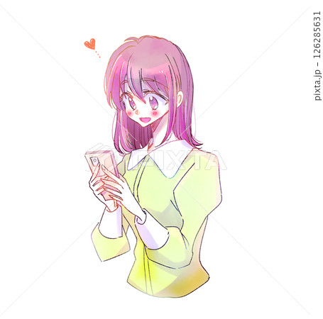 嬉しそうにスマホを触る女性 126285631
