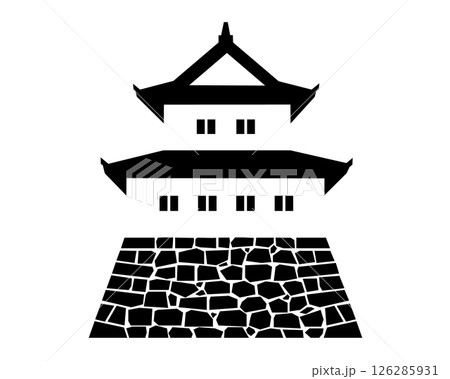 日本の城 二重櫓の白黒イラスト 日本の城 二重櫓の白黒イラスト 126285931