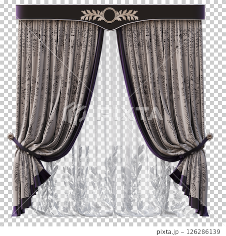 curtain isolated on a transparent background, interior decorations, 3D illustration, cg render curtain isolated on a transparent background, interior decorations, 3D illustration, cg render 126286139