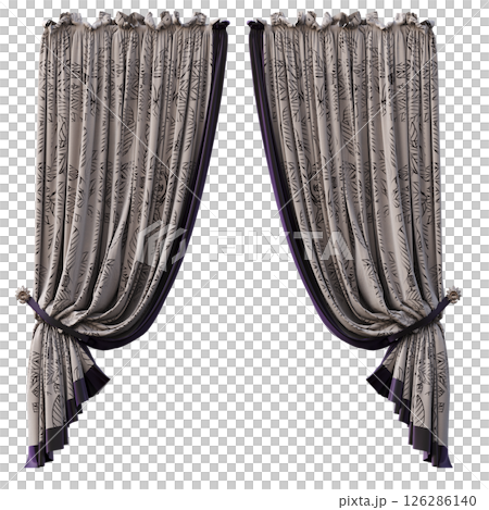 curtain isolated on a transparent background, interior decorations, 3D illustration, cg render curtain isolated on a transparent background, interior decorations, 3D illustration, cg render 126286140