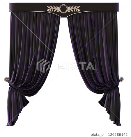 curtain isolated on a transparent background, interior decorations, 3D illustration, cg render 126286142