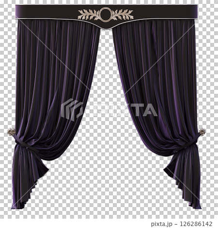 curtain isolated on a transparent background, interior decorations, 3D illustration, cg render curtain isolated on a transparent background, interior decorations, 3D illustration, cg render 126286142