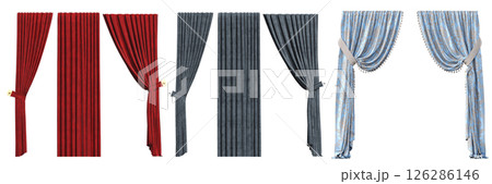 curtain isolated on a transparent background, interior decorations, 3D illustration, cg render 126286146