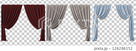 curtain isolated on a transparent background, interior decorations, 3D illustration, cg render curtain isolated on a transparent background, interior decorations, 3D illustration, cg render 126286152