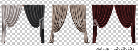 curtain isolated on a transparent background, interior decorations, 3D illustration, cg render curtain isolated on a transparent background, interior decorations, 3D illustration, cg render 126286155