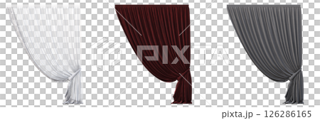 curtain isolated on a transparent background, interior decorations, 3D illustration, cg render curtain isolated on a transparent background, interior decorations, 3D illustration, cg render 126286165