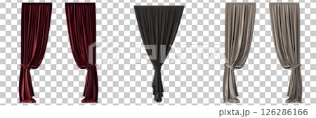 curtain isolated on a transparent background, interior decorations, 3D illustration, cg render curtain isolated on a transparent background, interior decorations, 3D illustration, cg render 126286166