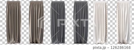 curtain isolated on a transparent background, interior decorations, 3D illustration, cg render curtain isolated on a transparent background, interior decorations, 3D illustration, cg render 126286168