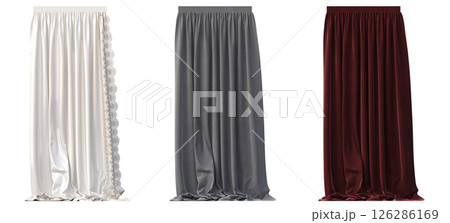 curtain isolated on a transparent background, interior decorations, 3D illustration, cg render 126286169
