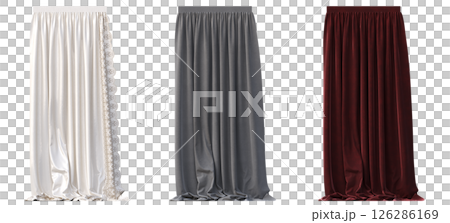 curtain isolated on a transparent background, interior decorations, 3D illustration, cg render 126286169