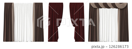 curtain isolated on a transparent background, interior decorations, 3D illustration, cg render curtain isolated on a transparent background, interior decorations, 3D illustration, cg render 126286173