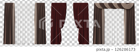 curtain isolated on a transparent background, interior decorations, 3D illustration, cg render curtain isolated on a transparent background, interior decorations, 3D illustration, cg render 126286173