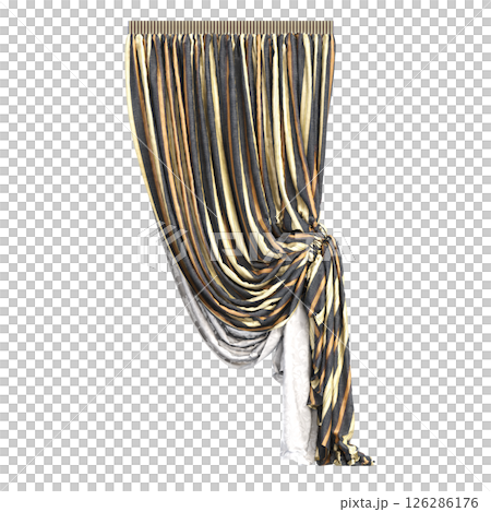 curtain isolated on a transparent background, interior decorations, 3D illustration, cg render 126286176