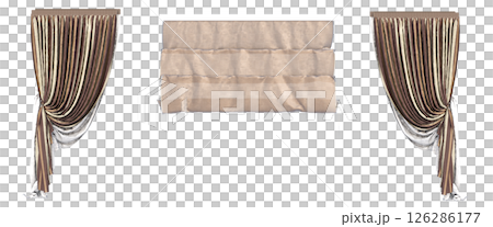 curtain isolated on a transparent background, interior decorations, 3D illustration, cg render curtain isolated on a transparent background, interior decorations, 3D illustration, cg render 126286177