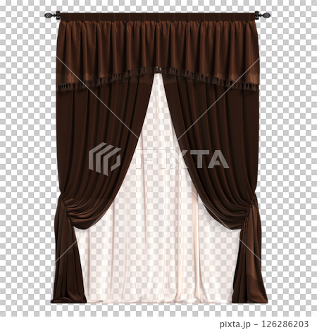 curtain isolated on a transparent background, interior decorations, 3D illustration, cg render 126286203