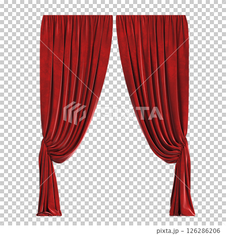 curtain isolated on a transparent background, interior decorations, 3D illustration, cg render 126286206