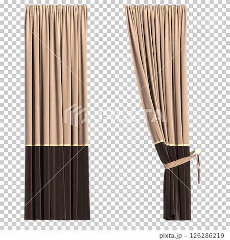 curtain isolated on a transparent background, interior decorations, 3D illustration, cg render 126286219