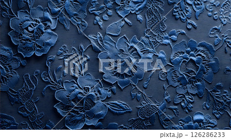 青色のレース模様のテクスチャー 126286233