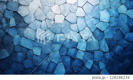 敷き詰められた青のタイルテクスチャー 126286234