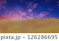朝焼け（夕焼け）と草原の3Dイラスト 126286695