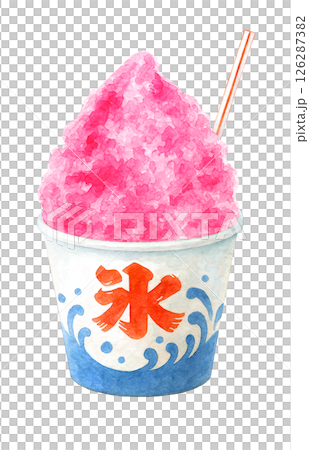 Shaved ice illustration watercolor strawberry 126287382