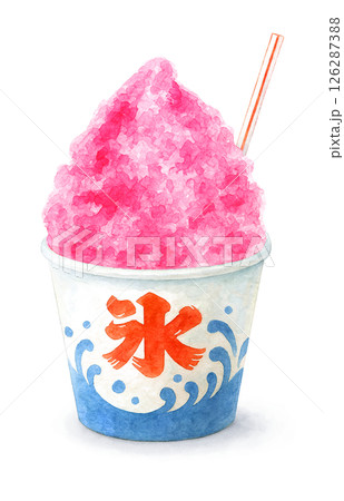 かき氷 イラスト 水彩 いちご 126287388