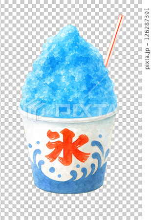 刨冰插圖水彩藍色夏威夷 126287391