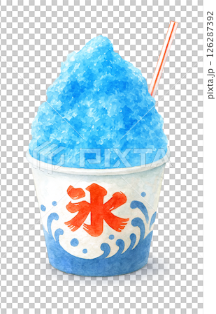 Shaved ice illustration watercolor blue hawaii 126287392