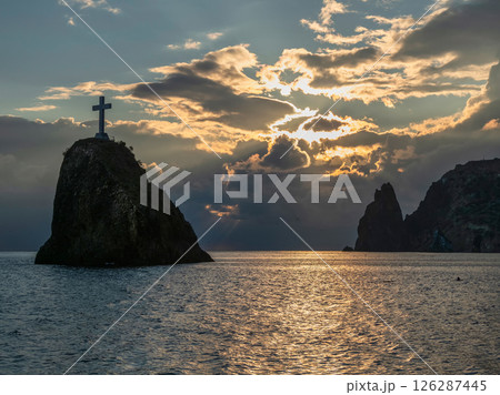 Crimean Peninsula in evening. Cape Fiolent Crimean Peninsula in evening. Cape Fiolent 126287445