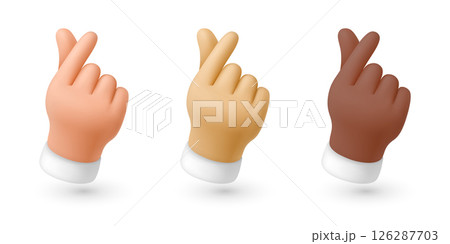Vector Finger Heart Hand Gesture Icon Set. Korean Like Hand Gesture Vector Illustration Showing Love and Appreciation. Cute Finger Heart Hand Gesture for Social Media, K-Pop, Messaging Design 126287703