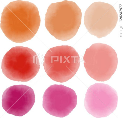 Abstract Watercolor Vector Circles in Warm and Vibrant Gradient Tones 126287977