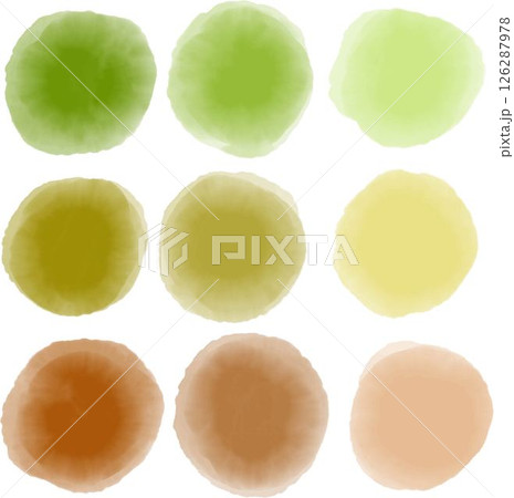 Set of Watercolor Vector Circles in Gradient Green and Brown Tones 126287978
