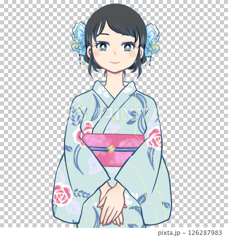 着物を着た女性のアニメ風イラスト 126287983
