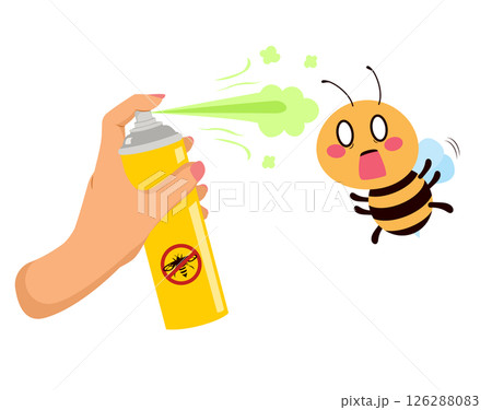 Hand Spraying Large Bee Pest Control Concept Vector Illustration Hand Spraying Large Bee Pest Control Concept Vector Illustration 126288083