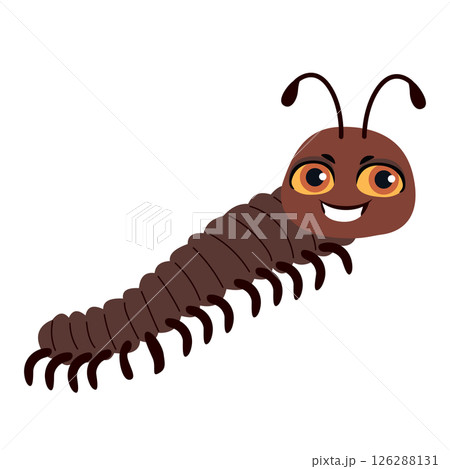 Funny Millipede Cartoon Character Cute Bug  Vector Illustration 126288131