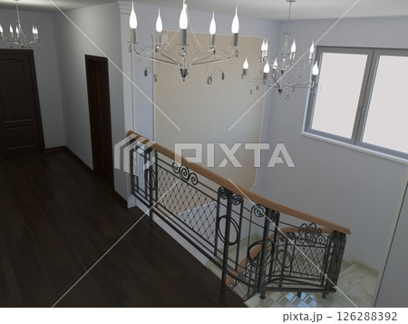 residential interior visualization, 3D illustration, cg residential interior visualization, 3D illustration, cg 126288392