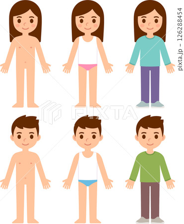 Cartoon children in clothes and underwear Cartoon children in clothes and underwear 126288454