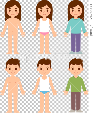 Cartoon children in clothes and underwear Cartoon children in clothes and underwear 126288454