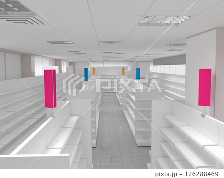 commercial premises, shop, interior visualization, 3D illustration 126288469