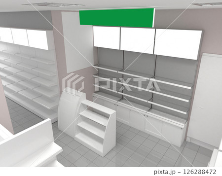 commercial premises, shop, interior visualization, 3D illustration 126288472